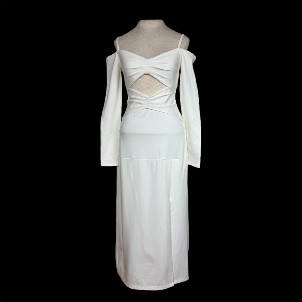 Alexis ‘Elisabet’ Elegant Cut-Out Side Slit Midi Dress in Off White Size Small - Picture 8 of 15